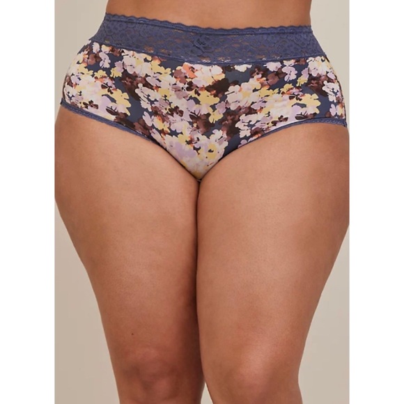 🆕 Floral Second Skin Mid Rise Brief Lace Trim Panty 3 3X 22-24 NWT Torrid New! - Picture 2 of 5